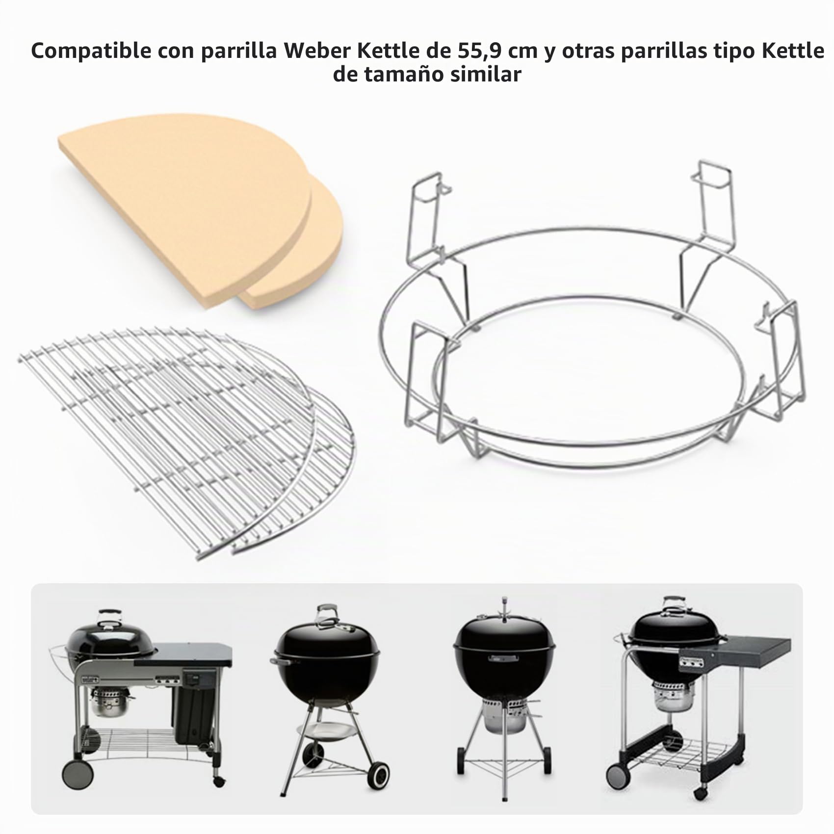 Onlyfire Parrilla con Deflectores de Calor Combo Barbacoa Accesorios para Weber de Carbón 57cm
