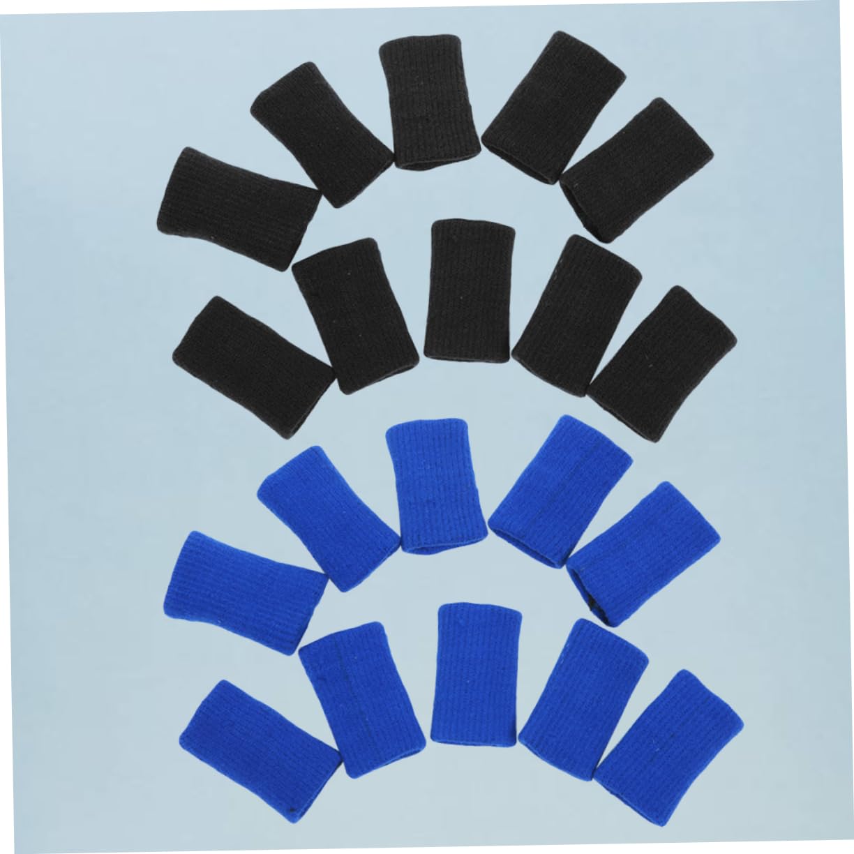 FRCOLOR 20 Pcs Nylon Finger Sleeves Elastic Finger Braces Support for Volleyball Badminton Basketball Comfortable Sports Protector Black Blue for Daily Activities