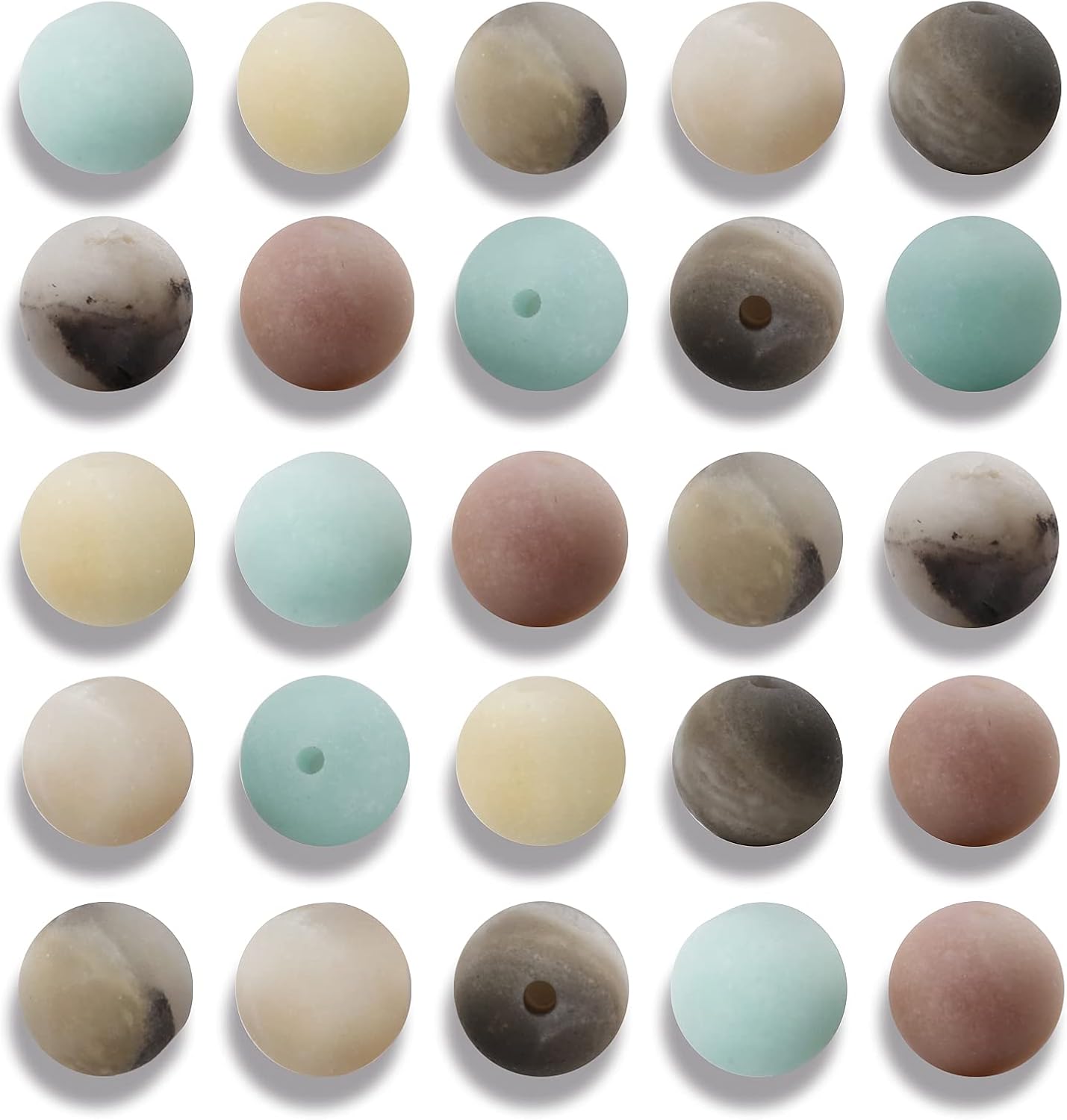 NITOPUPU 100Pcs 8mm Natural Frosted Amazonite Gemstone Beads Round Loose Stone Beads for Jewerly Making with Crystal Stretch Cord Frosted Amazonite 8mm