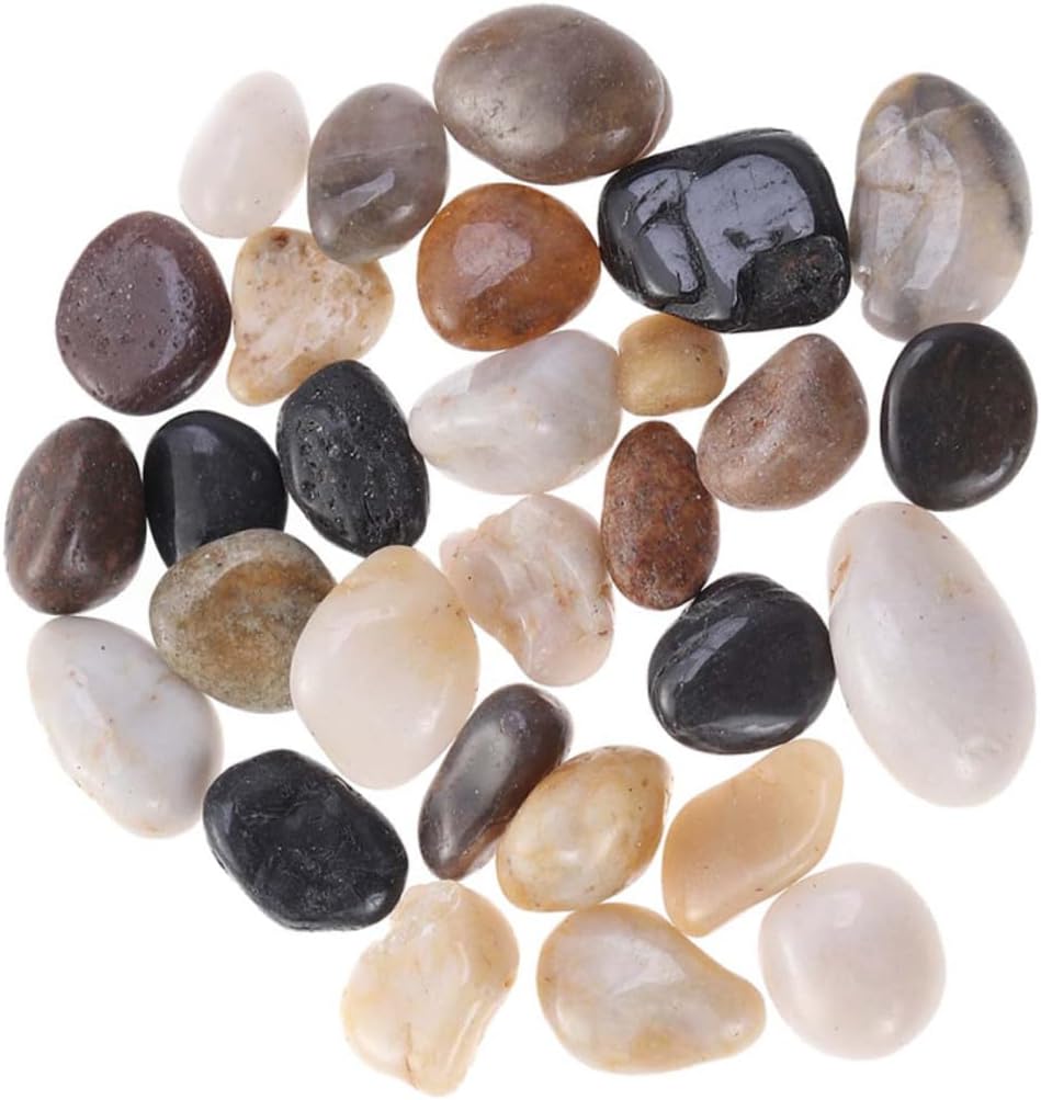 BESTYASH Natural Rainflower Pebbles 1500g Aquarium Rock Decor 2-3cm Polished Fish Tank Stones for Landscaping Garden and Aquatic Pets