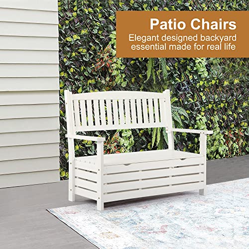 Yuvnfow Wooden Outdoor Storage Bench Large Deck Box Entryway Storage Bench Patio Foldable And Portable Handles For Patio Garden Balcony Yard Porch & Balcony White #TOP1