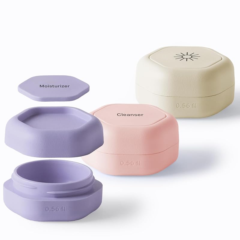 Cadence Basic Skincare Set Rosa e Roxo em Gradiente com 3 Recipientes Reutilizáveis e Tampas Magnéticas