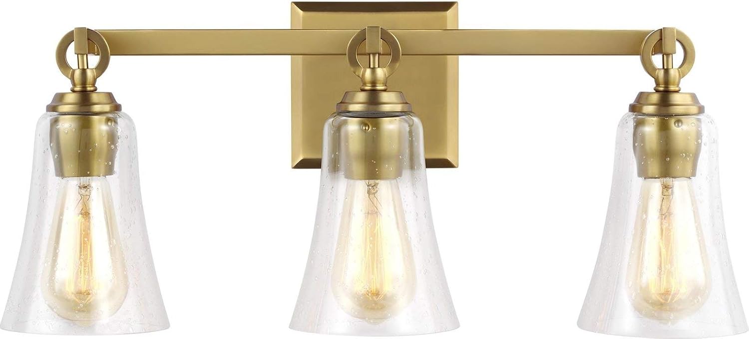 Feiss VS24703BBS Monterro Tapered Glass Vanity, 3-Light 225 Watts, Burnished Brass Feiss VS24703BBS Monterro Tapered Glass Vanity, 3-Light 225 Watts, Burnished Brass