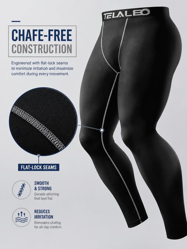 TELALEO Confezione da 6, 5 o 4 pantaloni a compressione da uomo leggings sportivi atletici strato base allenamento corsa