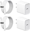 iPhone 17 16 15 Cargador Carga Rápida 2+2Pack USB C con Cable 6FT | PD 20W Carga Rápida para iPhone 17/17 Air/17 Pro/17 Pro Max/ iPhone 16/15 Series, iPad Pro/AirPods 1