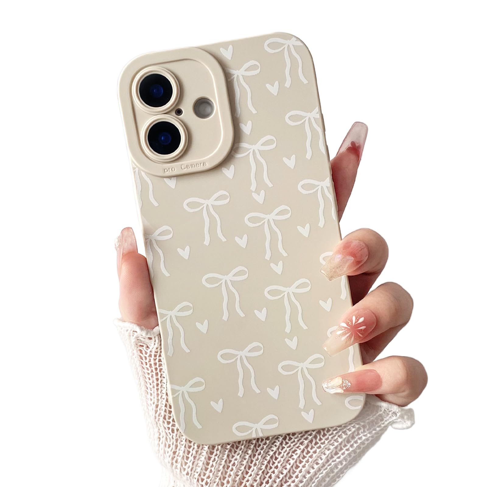 Lovmooful Compatible for iPhone 16 Case Cute Cool Ribbon Bowknot Heart Design for Girls Women Soft TPU Shockproof Protective Girly for iPhone 16