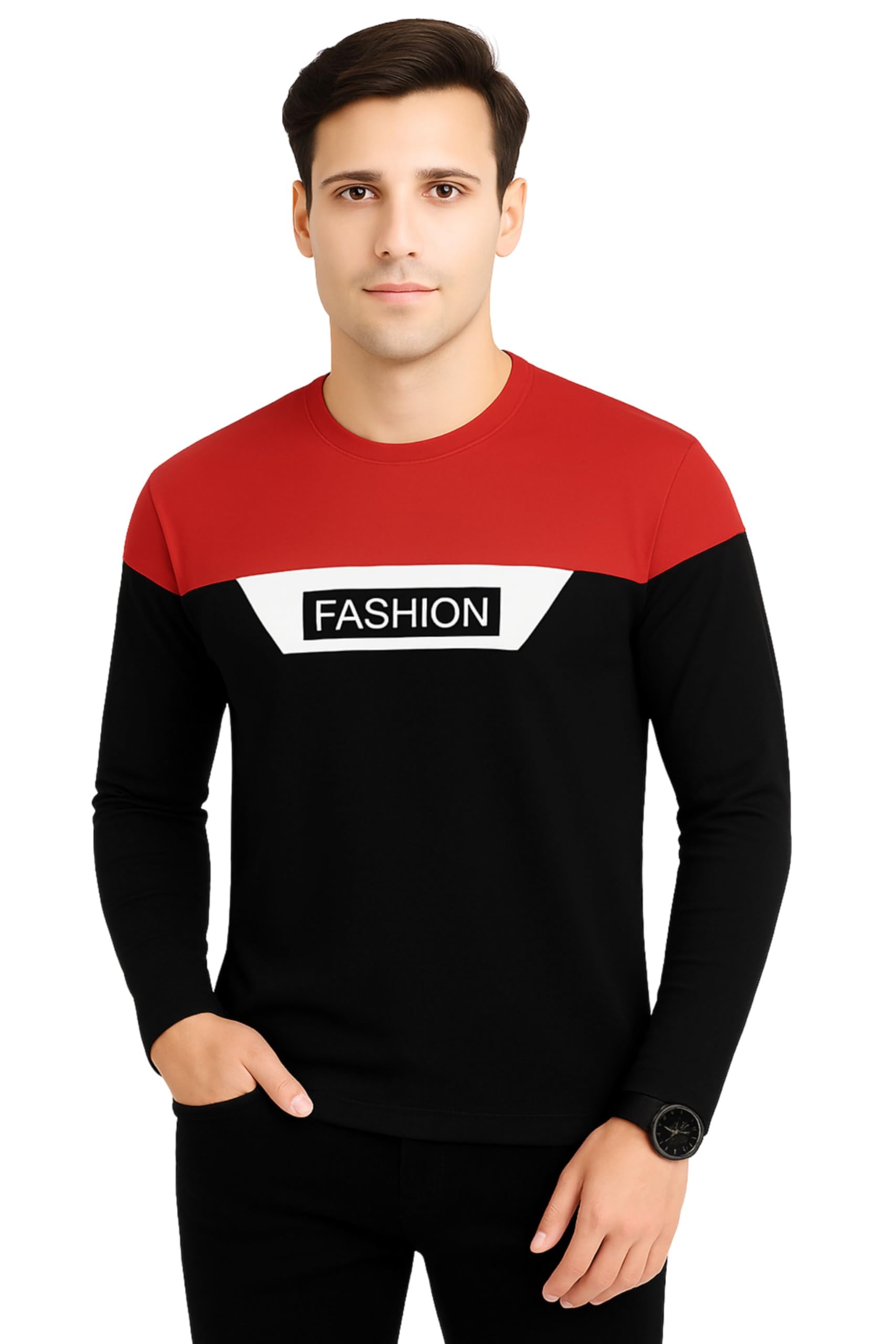 Men's Fashion Printed T-Shirt for Daily Use Full Sleeves Round Neck Tshirt-picture-55