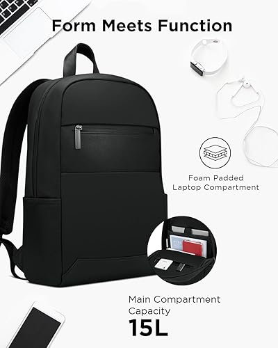 Miniatura 3 de Lenovo Mochila para laptop (B500) - Bolsa acolchada para tableta y computadora de capacidad de 15 litros con cierre de cremallera, color negro, 15.6