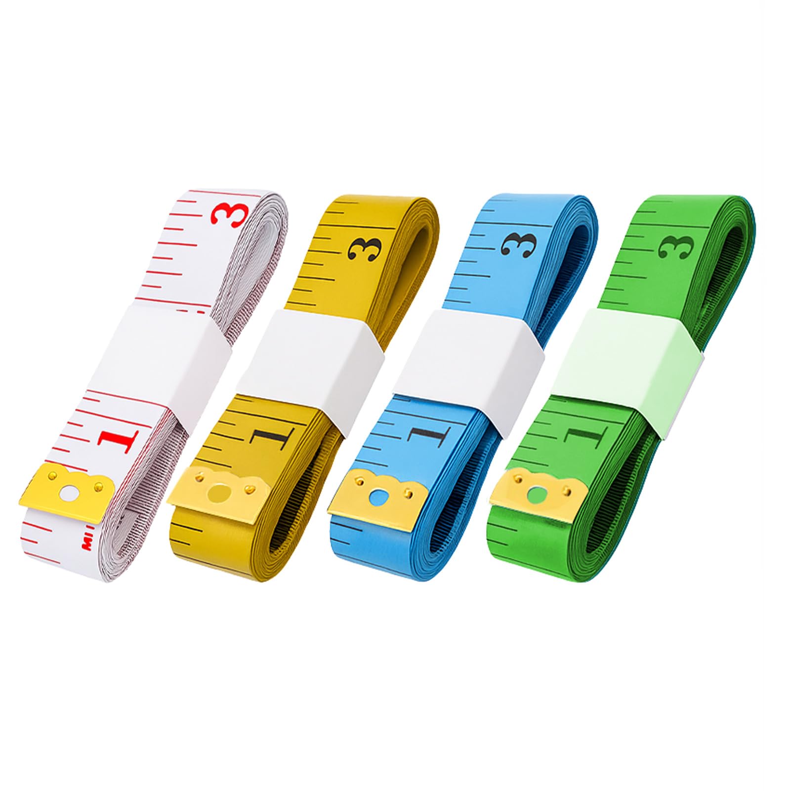 4 Piezas Cinta Métrica Corporal, 150CM, 60IN Metro de Costura Flexible a Doble Cara, con Indicaciones en Centímetros y Pulgadas, para Medidas de Sastrería, Medidas Corporales (4 Colores)