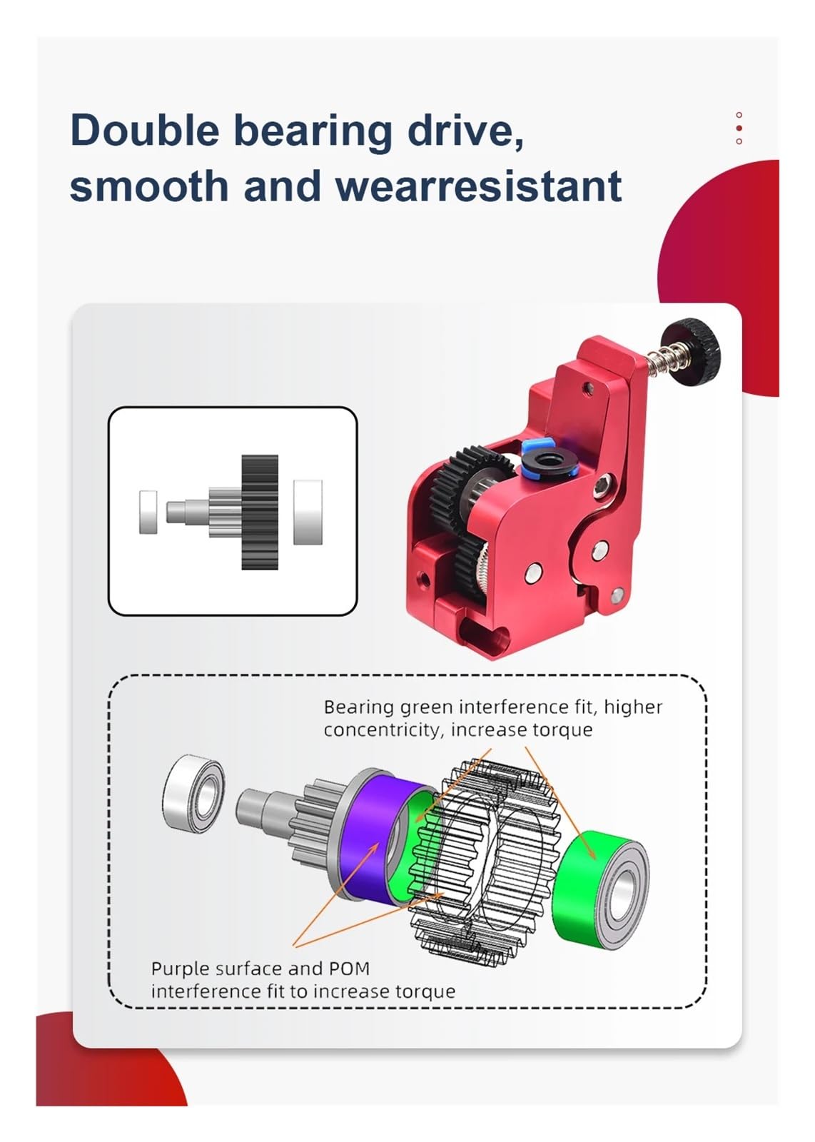 Kompatibel mit Creality, K1/K1C/Max Dual Gear Extruder Kit