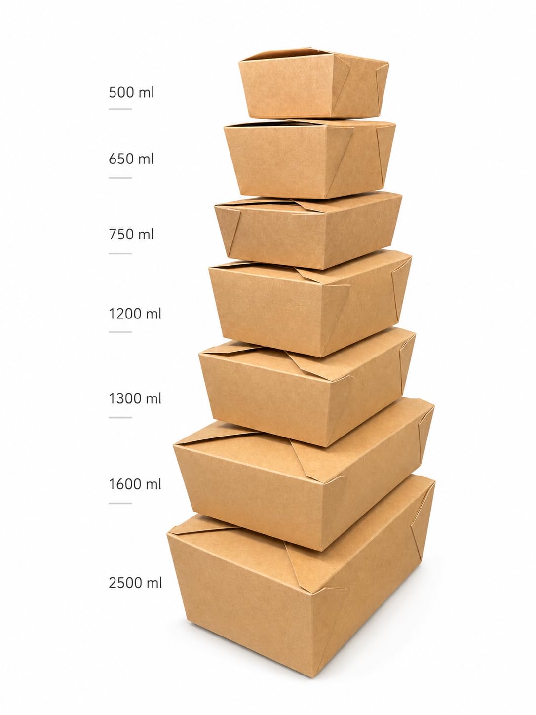 300x Take Away Box 1200ml I Bio Speisebox mit Faltdeckel Pappschachtel rechteckig I braune Kraftkarton Schachtel I Einweg to Go Boxen