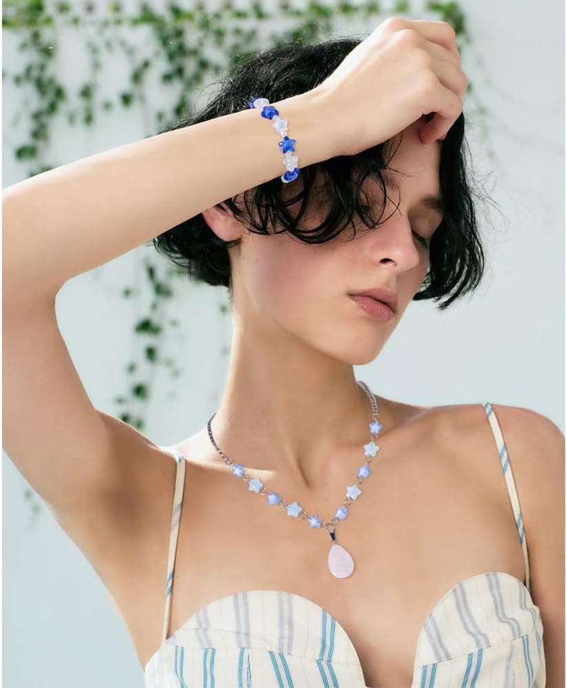 150Pcs Star Transparent Acrylic Beads Mix 5 Styles Star Acrylic Beads Blue Colors Shaped Cute Bead for Jewelry Making DIY Necklace Bracelet Earring Keychain Bead - Image 6