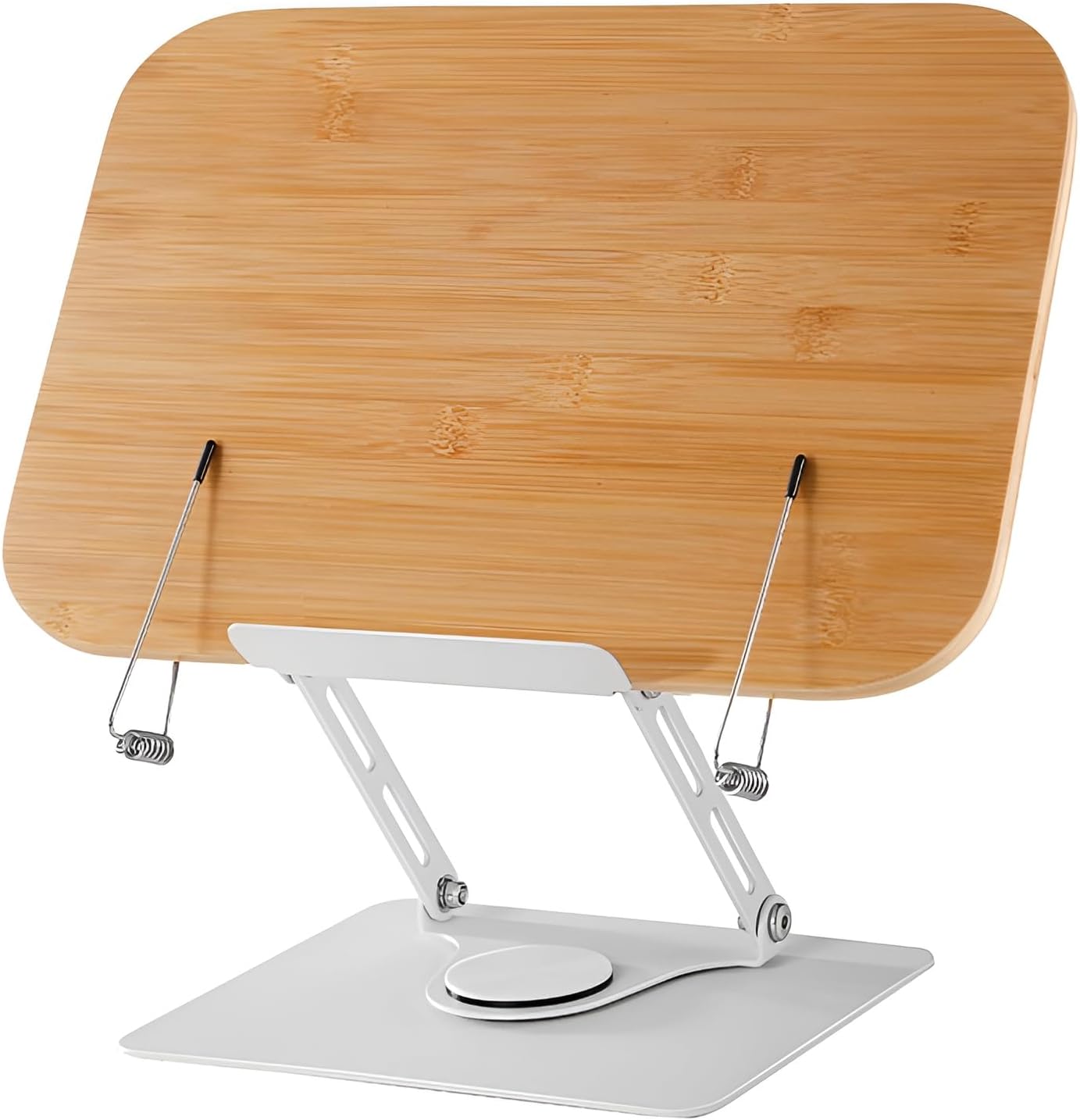 [Yizibuur]【多機能&amp;おしゃれデザイン】回転式竹製ブックスタンド コンパクト本棚 勉強/仕事用 高耐久楠竹製 プレゼ