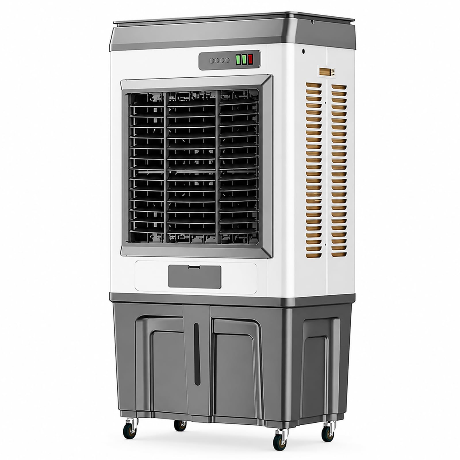 Portable Evaporative Air Cooler, 3-Speed Oscillating Swamp Cooler with 2 Ice Packs, Mobile Cooling Fan for Indoor Rooms, Garage, Workshop & Commercial Use L