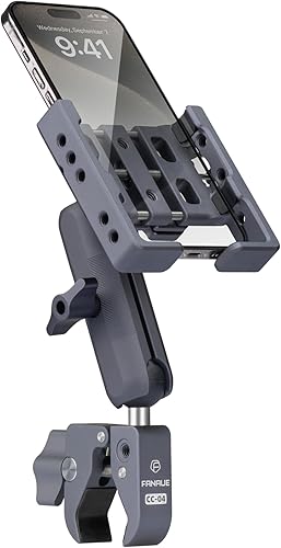 FANAUE Soporte para teléfono de motocicleta con clip de teléfono SA-01 brazo de doble enchufe DA-90 abrazadera de barra fuerte CC-04 y dos bolas de