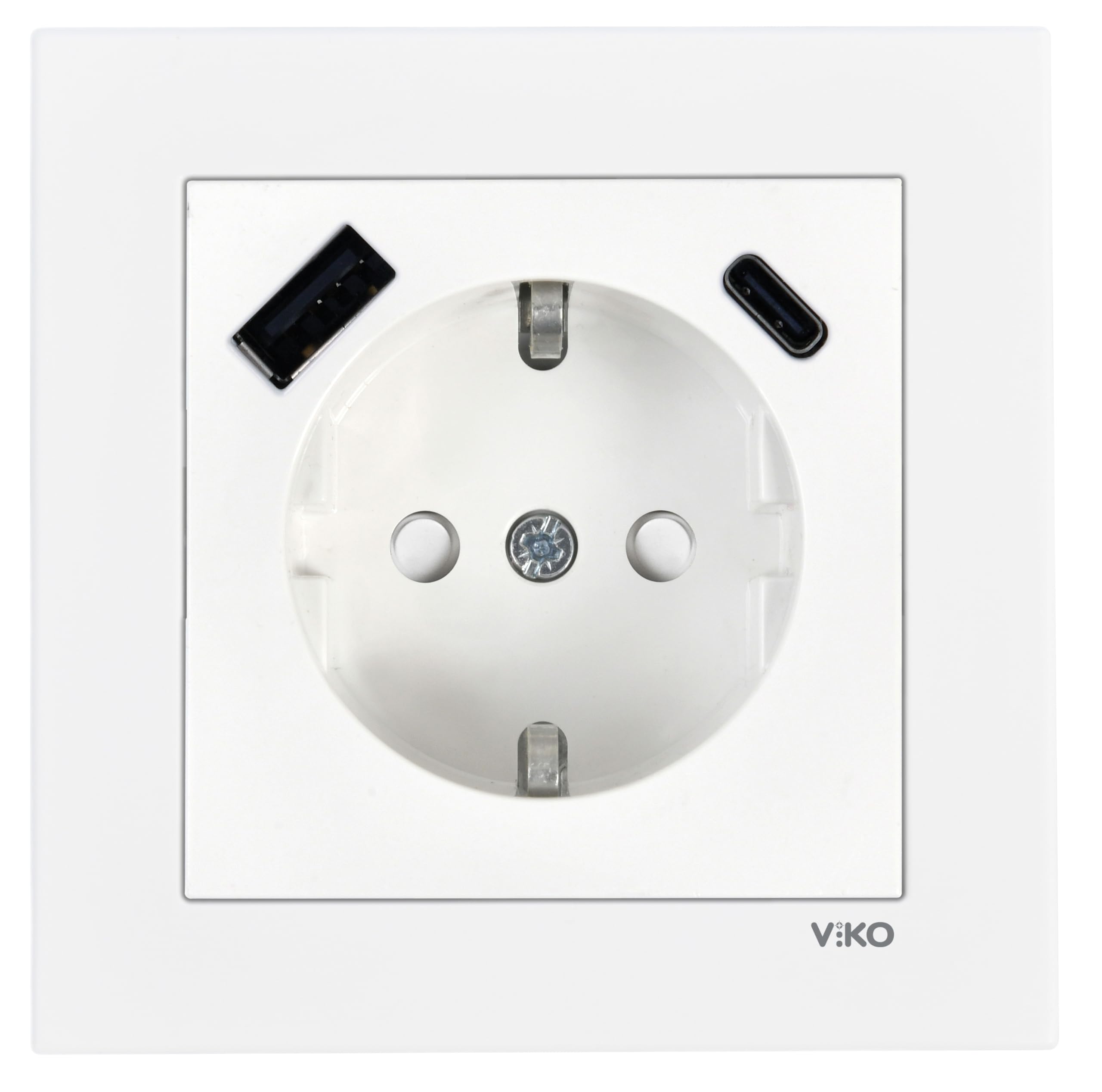 Viko Karre 55 Beyaz USB TYPE A ve C ve Topraklı Priz Çarpma…