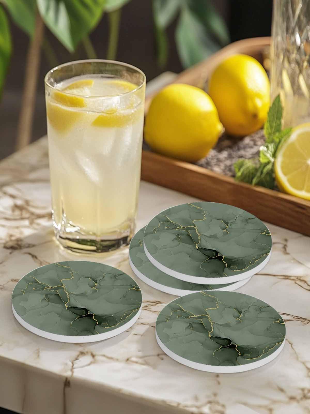 Amazon.co.jp: ドリンク用コースター 4枚セット ホルダー付き 大理石