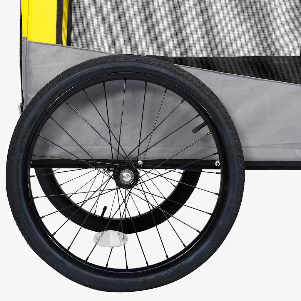 2-in-1 Fahrradanhänger für Hunde und Buggy Gelb und Grau für Hunde, Katzen
