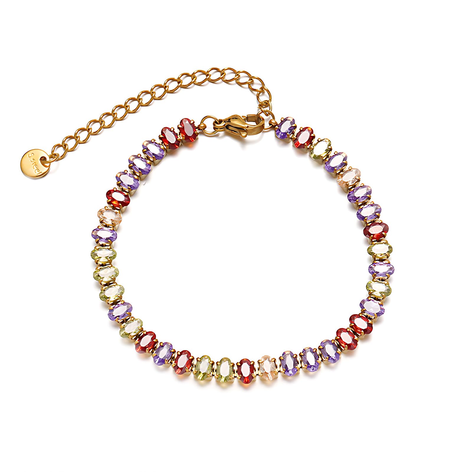 Multi Colored Crystal Tennis Bracelet Boho Cubic Zirconia Bracelet for WomenColour