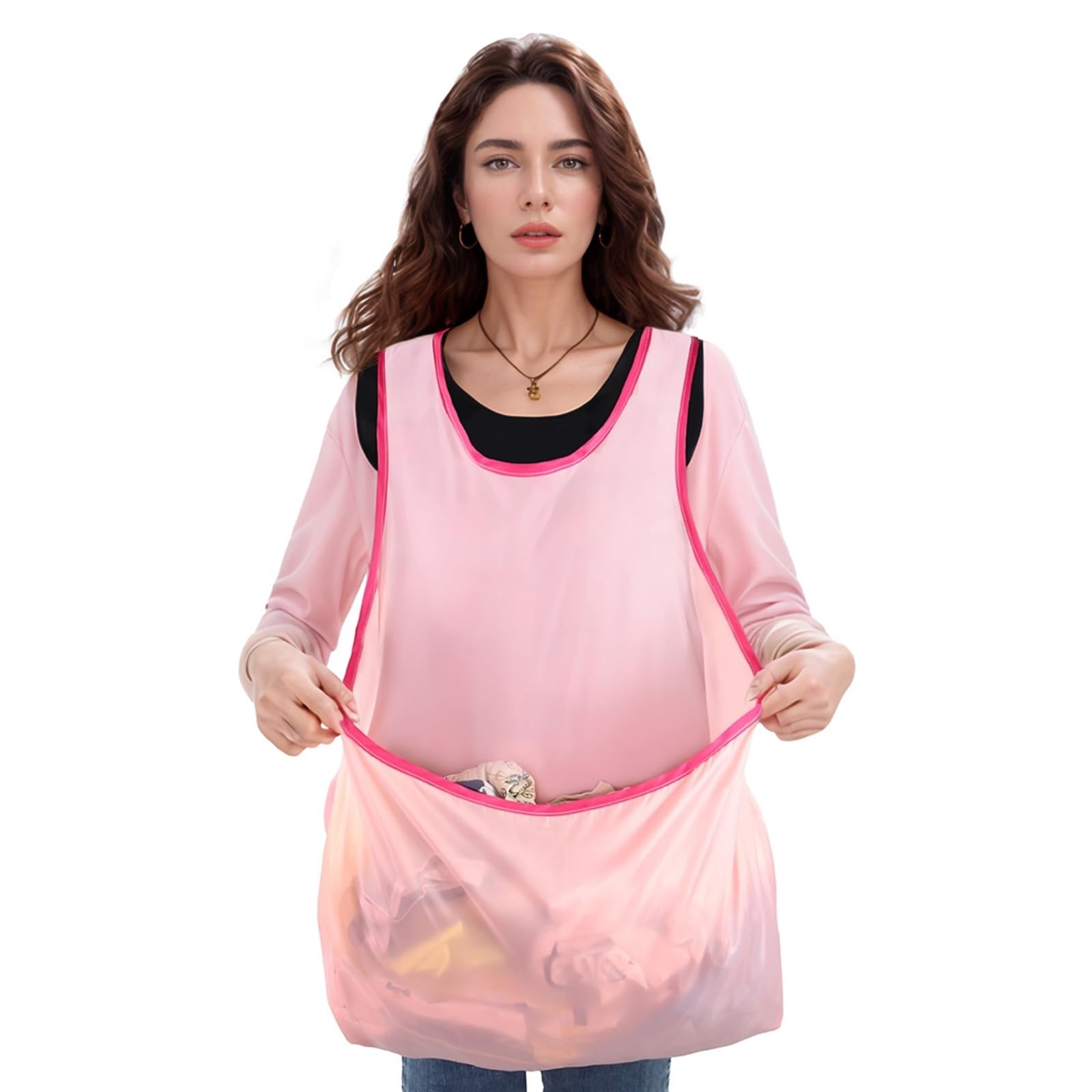 TZMFHD Laundry Apron With Pouch, Exquisite Sleeveless Clothes Drying Apron, Portable Cross Back Apron
