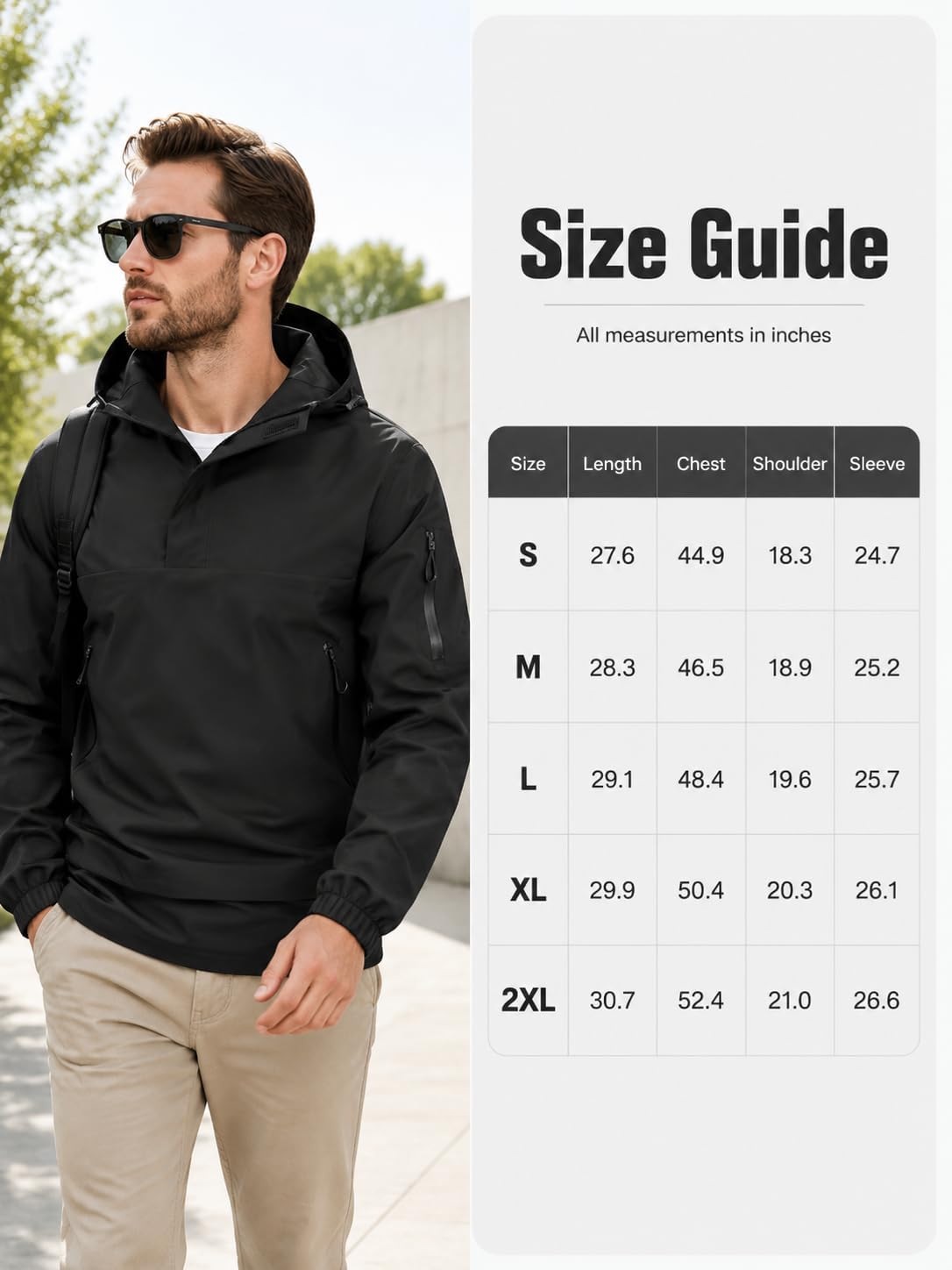 Men’s Lightweight Hooded Pullover Jacket Casual Half Zip Windbreaker Outdoor Jacket