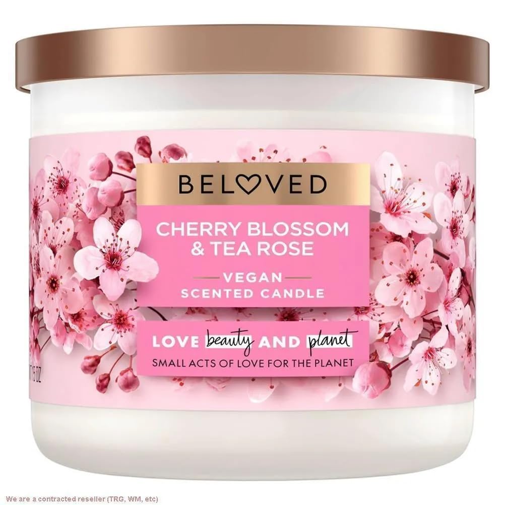 Beloved Vela de flor de cerezo y rosa de té, 15 onzas, color rojo