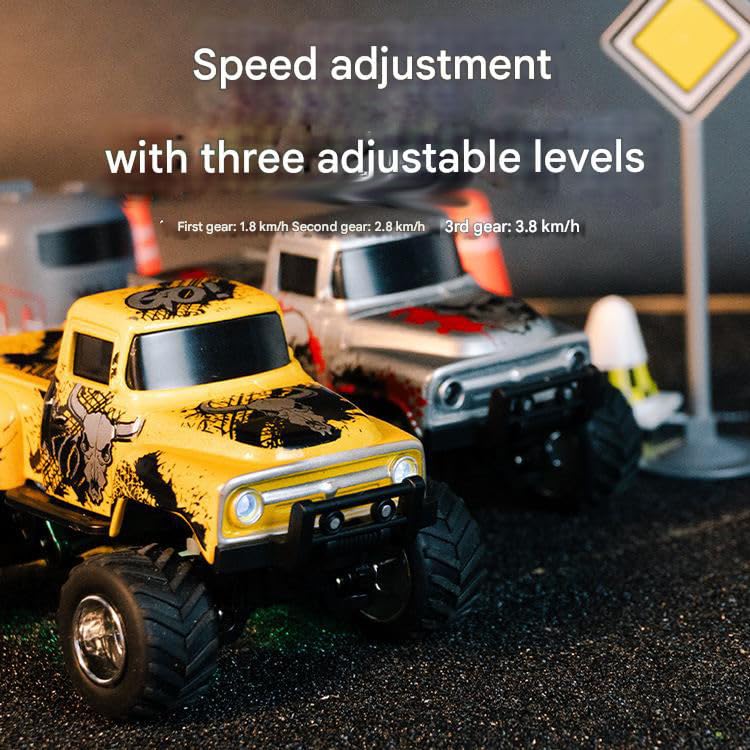 Image of Mini Die-Cast RC Car 1:64 Scale | High-Speed Desktop Remote Control Car with LED Headlights | 2.4GHz Mini Controller, 15m Range, Type-C Charging | Toy Car Model for Kids & Adults (HG4-231)