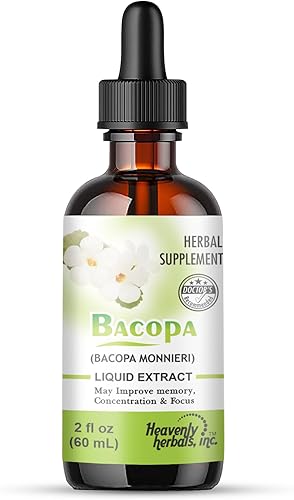 Bacopa Drops - Mejora la concentración de memoria, enfoque - Extracto de Bacopa Monnieri | Suplemento cerebral Suplemento de memoria Mejora