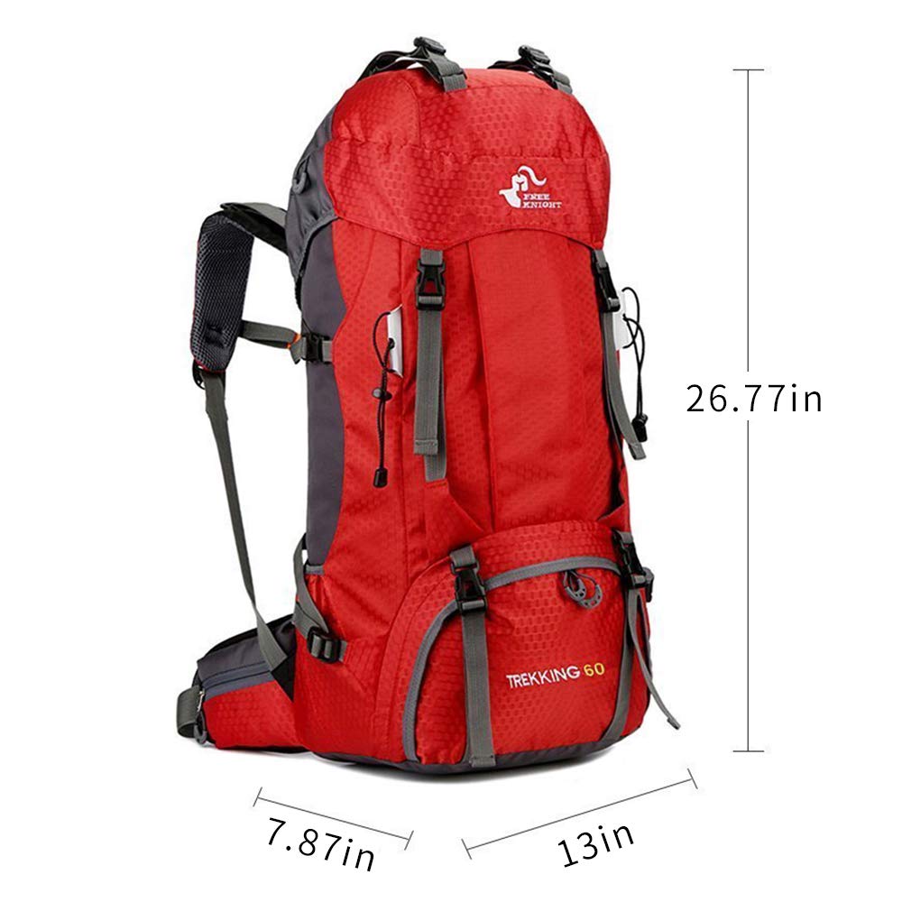 Sac à dos imperméable ultra léger de 60 L pour escalade, pêche, voyage, randonnée, camping, extérieur avec housse de pluie