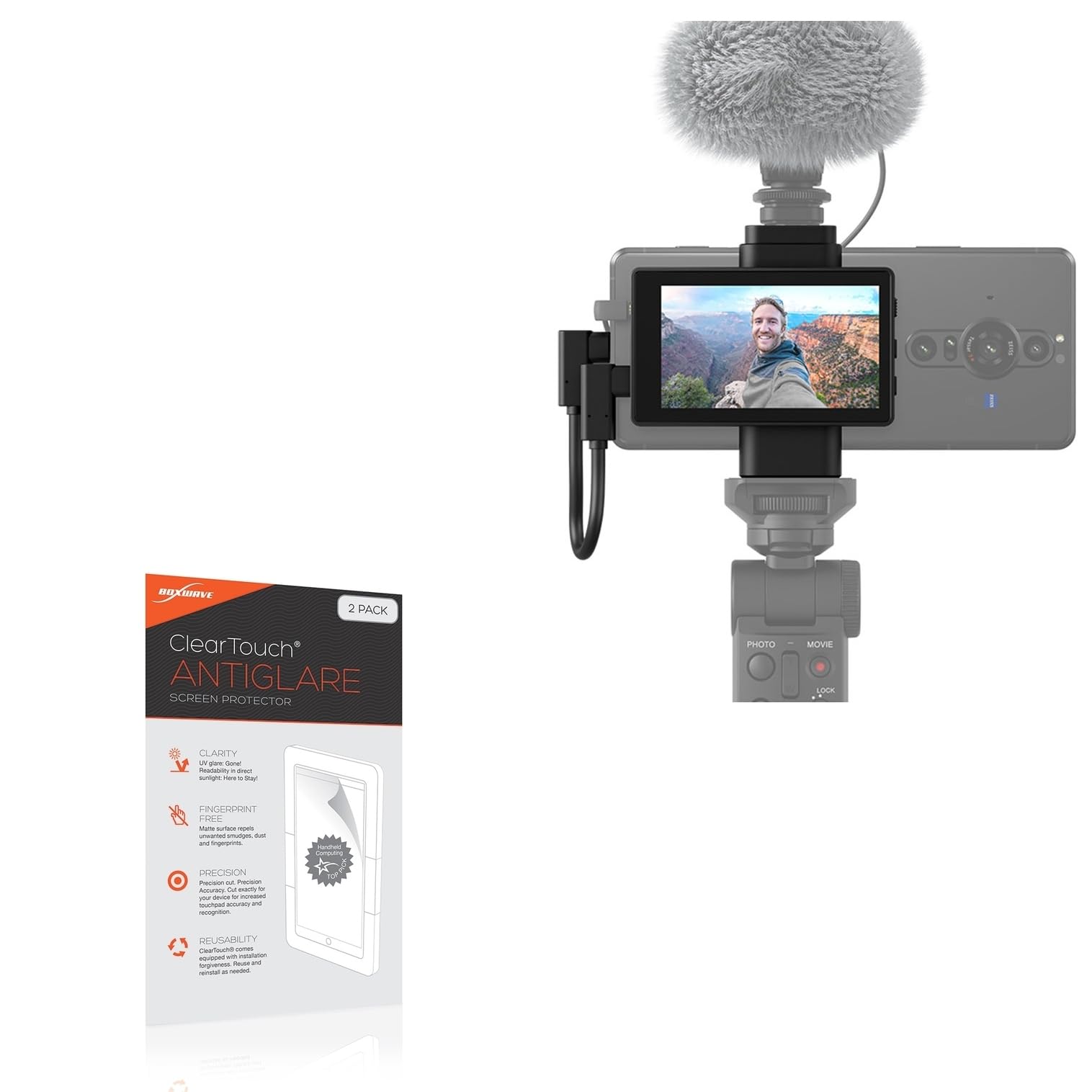 BoxWave Screen Protector Compatible with Sony Vlog Monitor for Xperia PRO-I - ClearTouch Anti-Glare (2-Pack), Anti-Fingerprint Matte Film Skin