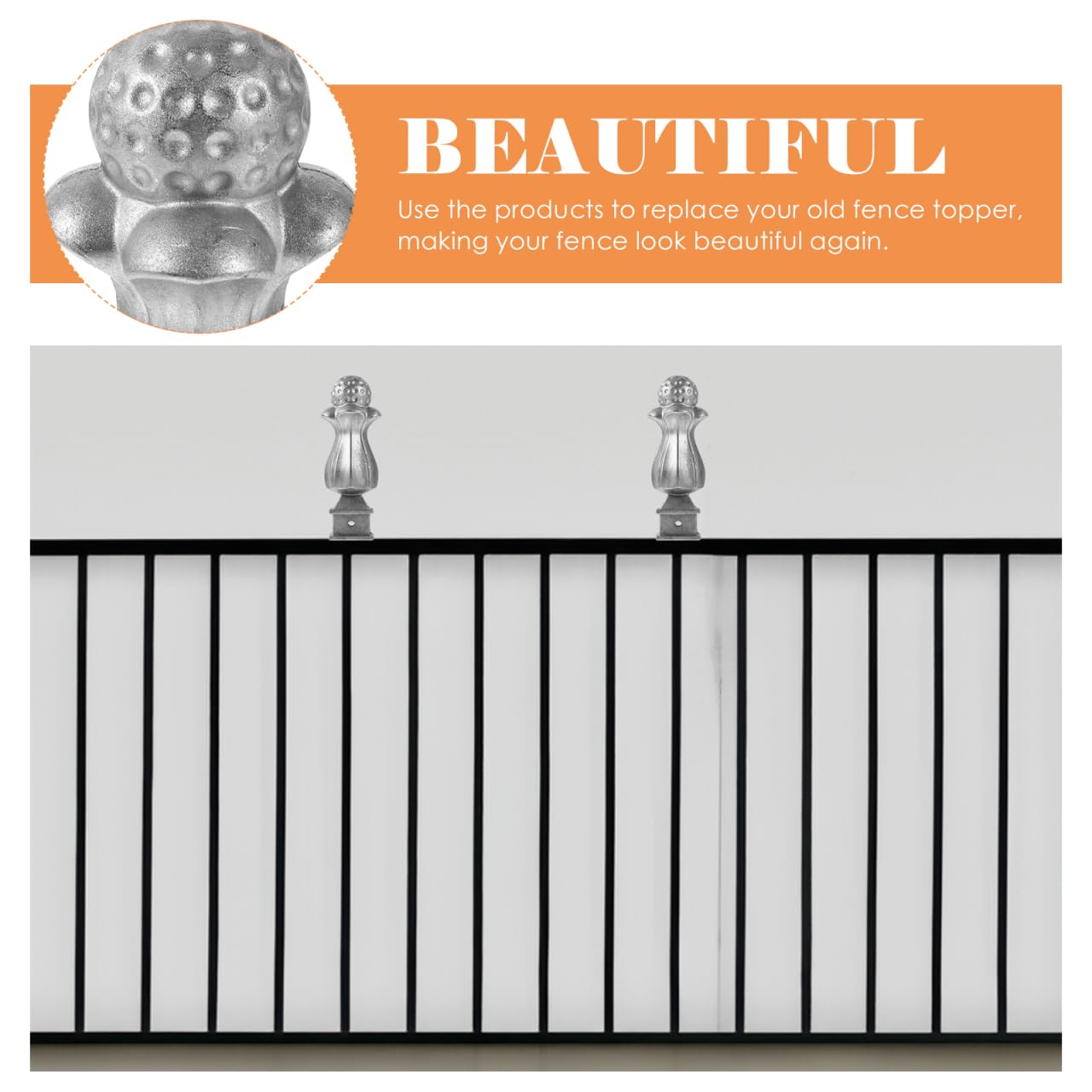 IMIKEYA Aluminum Fence Finials 2Pcs Decorative Garden Fence Toppers Metal Post Caps for Yard Gate Railing Outdoor Lawn Decor - Image 4