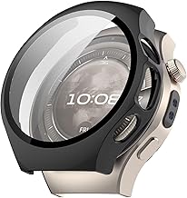 Case Compatible with Huawei Watch 5 46 mm, PC + Tempered Glass to Protect the Screen. Black