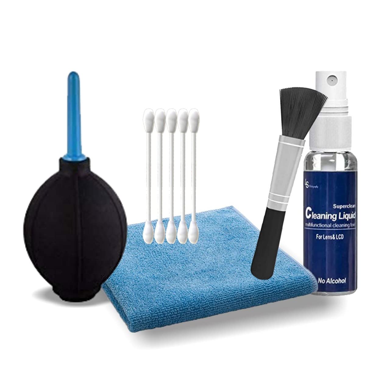 HIFFIN Essentials Professional 5-in-1 Cleaning Kit for Cameras & Sensitive Electronics (Includes: Air Blower, Cotton Swabs, Suede + Plush Micro-Fiber Cloth, Cleaning Brush, Cleaning Solution) (B08RYY17YY) Amazon Price History, Amazon Price Tracker