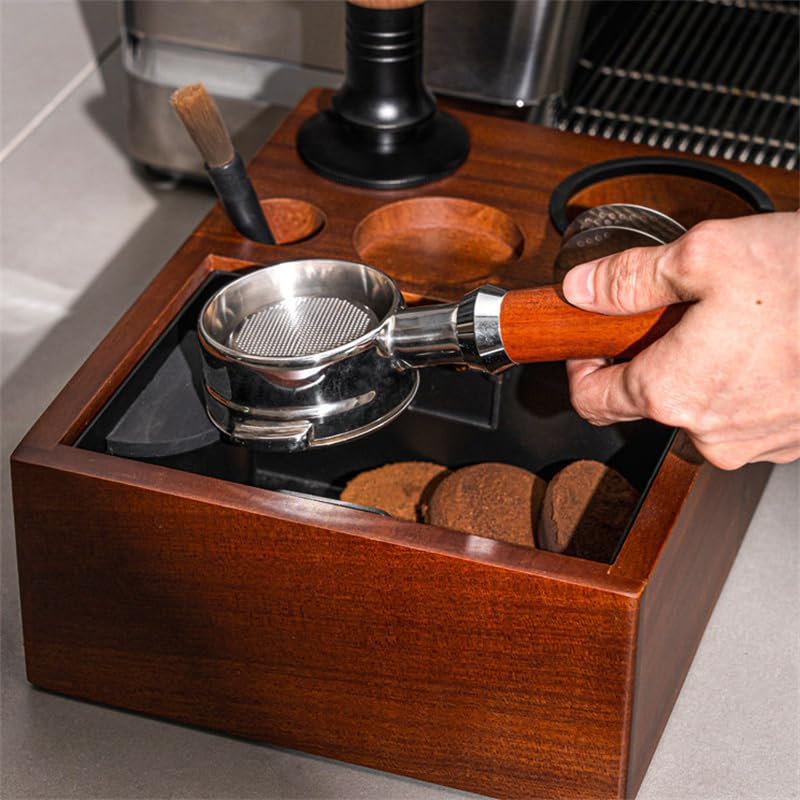 Soporte for tapete de prensado de café con Caja de golpeo extraíble, Soporte for portafiltros de 51 mm, 54 mm y 58 mm, Accesorios for cafeteras Espresso y Baristas(N2)