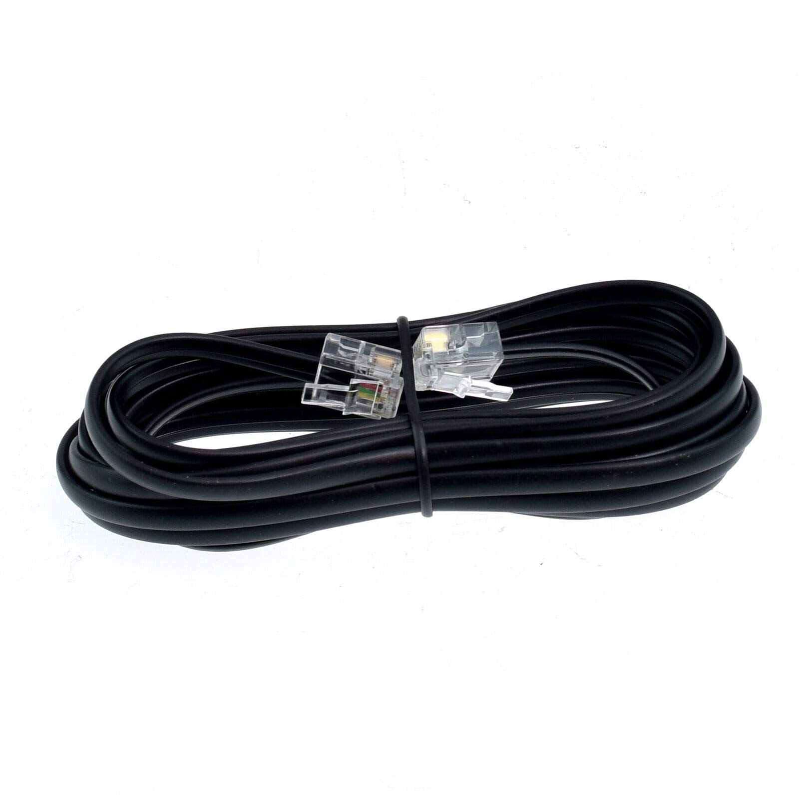 10 ft Alambre de Cable de línea telefónica Cable 6P4 C RJ11 Módem DSL Fax Teléfono para Pared, Color Negro