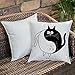 Funda De Cojine Funda de Almohada,Ying Yang Gatos lindos Abrazo Abrazando Unidad Signo de Ying Yang Animales de dibujos anim,Fundas de Cojín con Cremallera - Fundas de Almohada para Sofá y Cama45x45cm