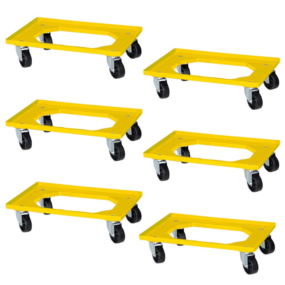 6 ruedas logísticas para contenedores de 600 x 400 mm, ruedas negras, amarillas de carga 250 kg