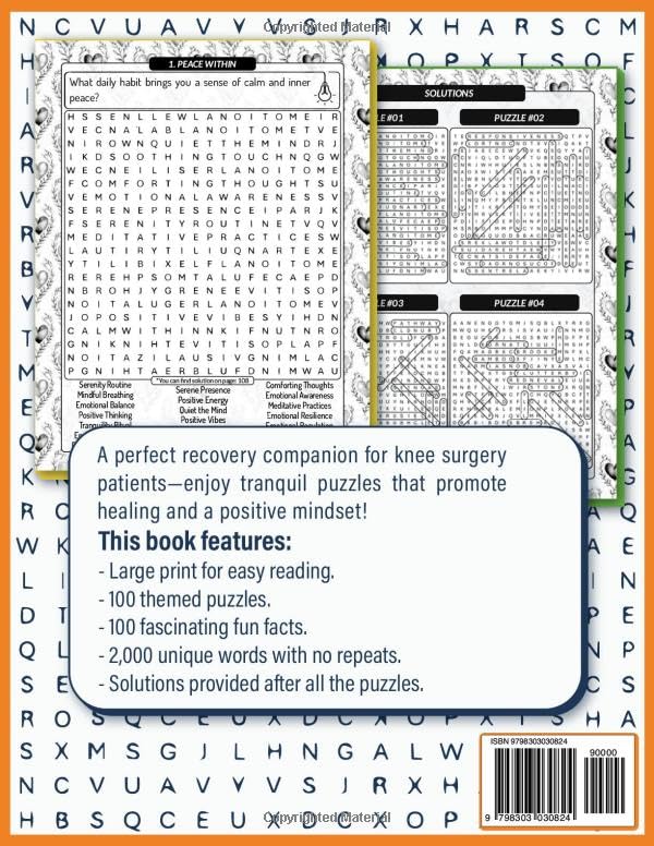 Warning I Have a New Knee and I'm Ready to Use It Word Search: Relax and Recover: 100 Funny Calming Puzzles for Knee Surgery Patients, A Get Well Soon Rehab Gift After Joint Replacement image 3