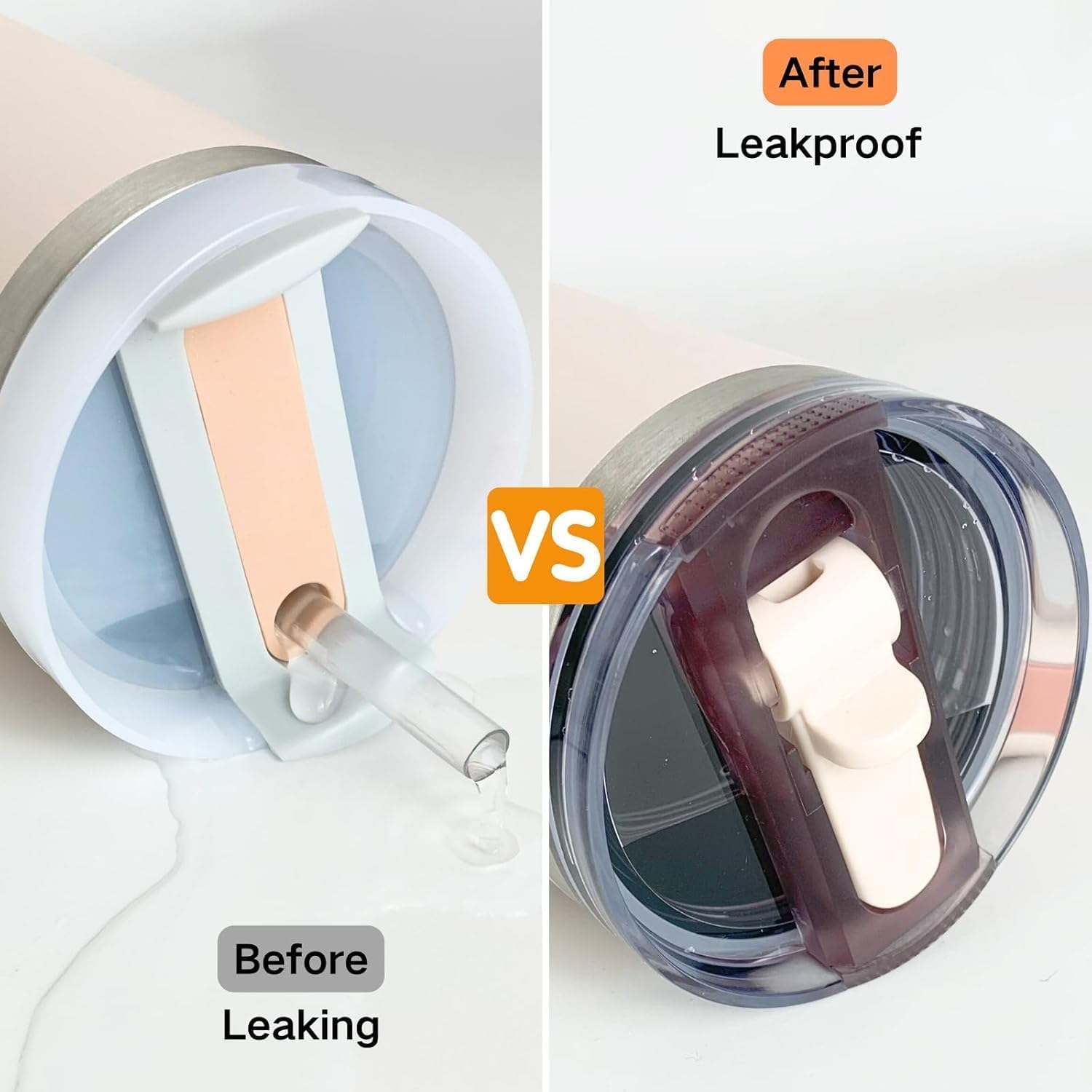 2Pack 30oz Lid Compatible with Stanley Quencher Protour Tumblers,30oz Flip Straw Lid, No Spill 30 oz Tumbler Lids, Tumbler Covers Fit for Stanley Cup Accessories (Cream) - Image 3