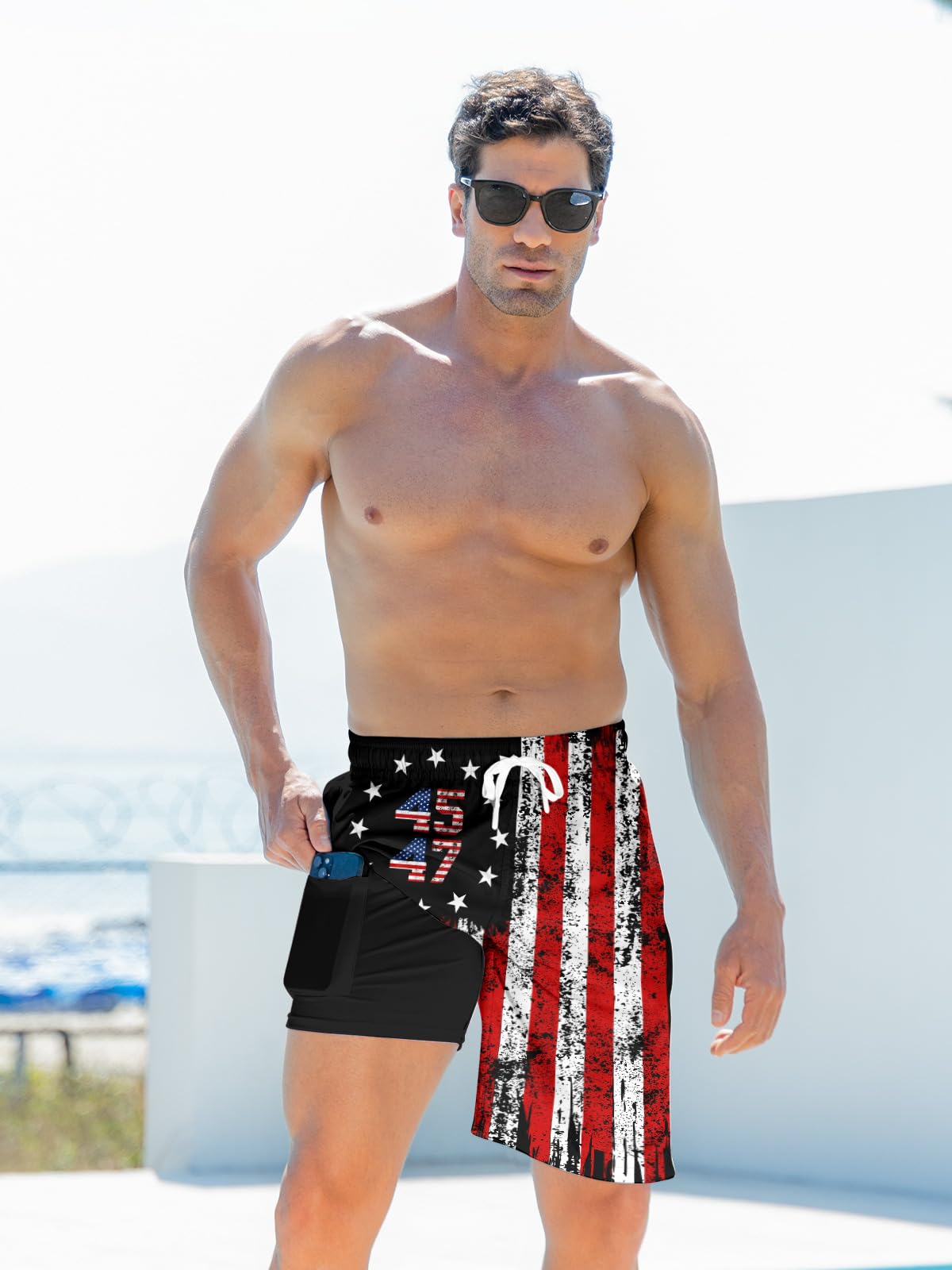 Goodstoworld Costume da bagno da uomo con fodera a compressione, cucitura interna 22,9 cm, ad asciugatura rapida, taglie M-3XL