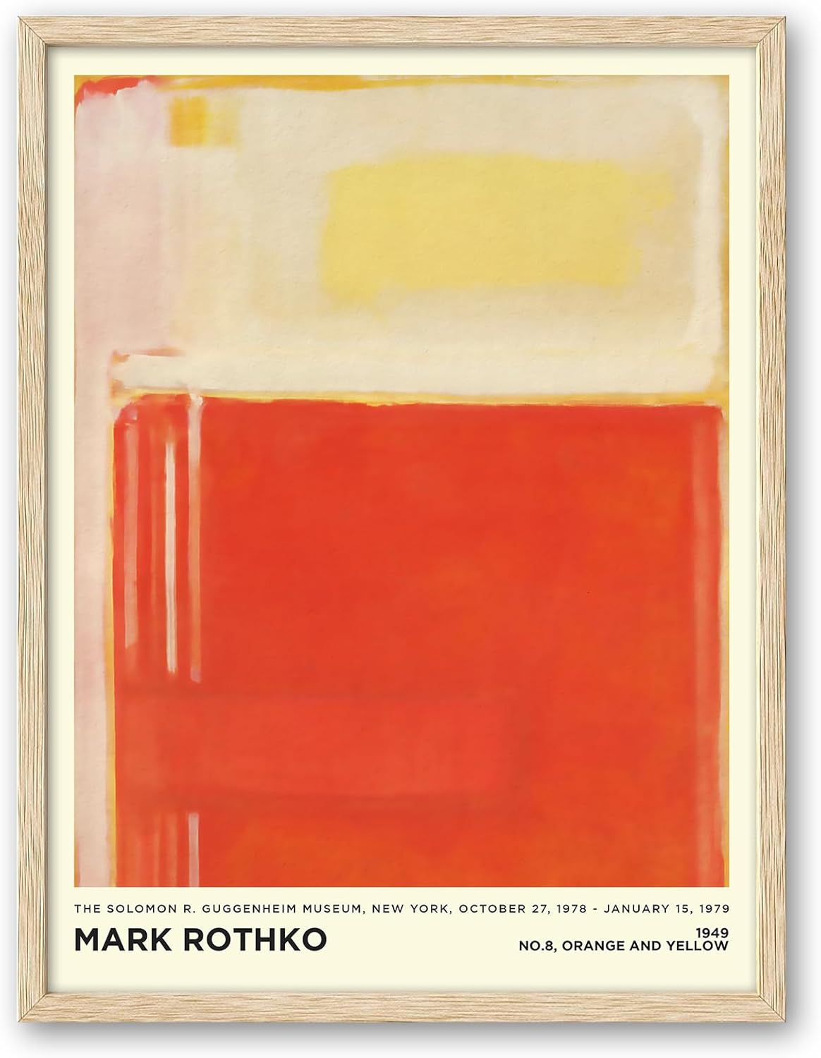 iHery Natural OAK Wood Mark Rothko Framed Wall Art, 12x16in 1949 Orange and Yellow Painting Abstract Canvas Wall Art, Mid Century Modern Bedroom Decor, Set of 1 For Bathroom Living Room Gift OAK Framed Rothko 1949 16"L x 12"W