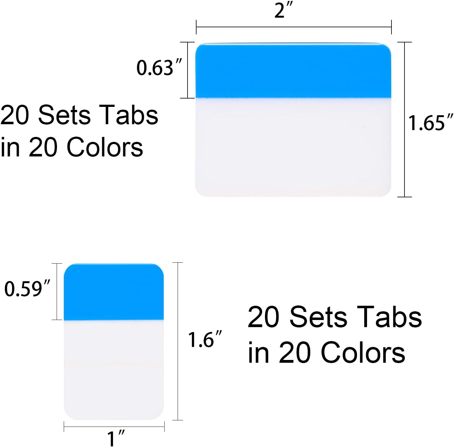 800 Pieces File Tabs Sticky Index Tabs, Writable and Repositionable Filing Tabs Flags for Pages or Book Markers, Reading Notes, Classify Files, 40 Sets (24 Colors, 1 Inch and 2 Inch)