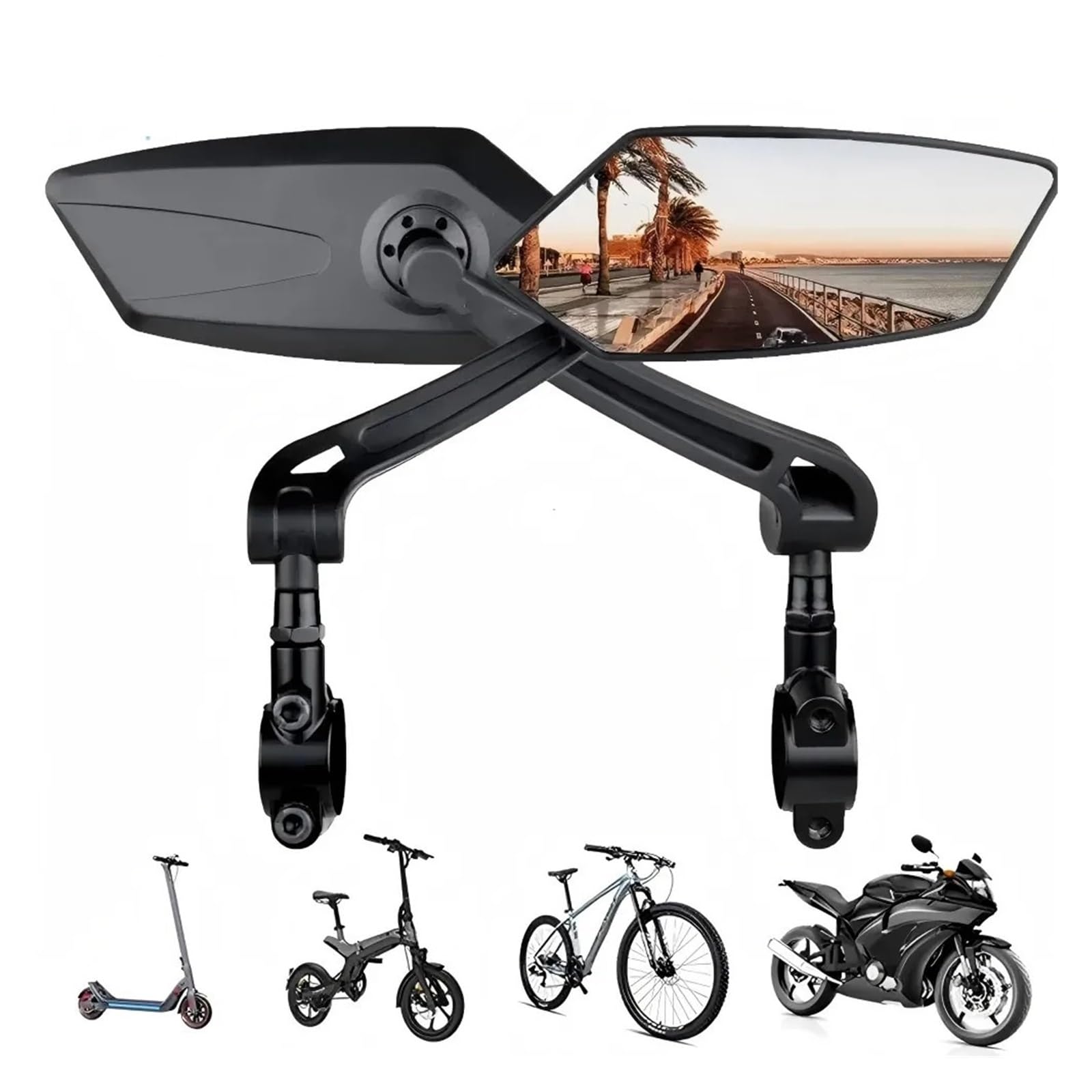 Motorcycle Mirrors Rétroviseur De Vélo, Réflecteur Guidon, Rotatif À 360 °, Large Plage Vue Arrière, Sécurité Conduite sur Route en Montagne