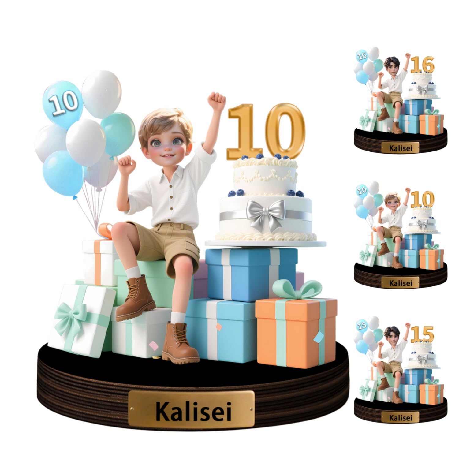 VWCSDSCS Custom Birthday Cartoon Figurine Plaque from Photo Personalized Happy Birthday Caricature Figure Statues and Sculptures Custom Name Portrait Desk Decor Sign for Girls Ladies Women Men Boys