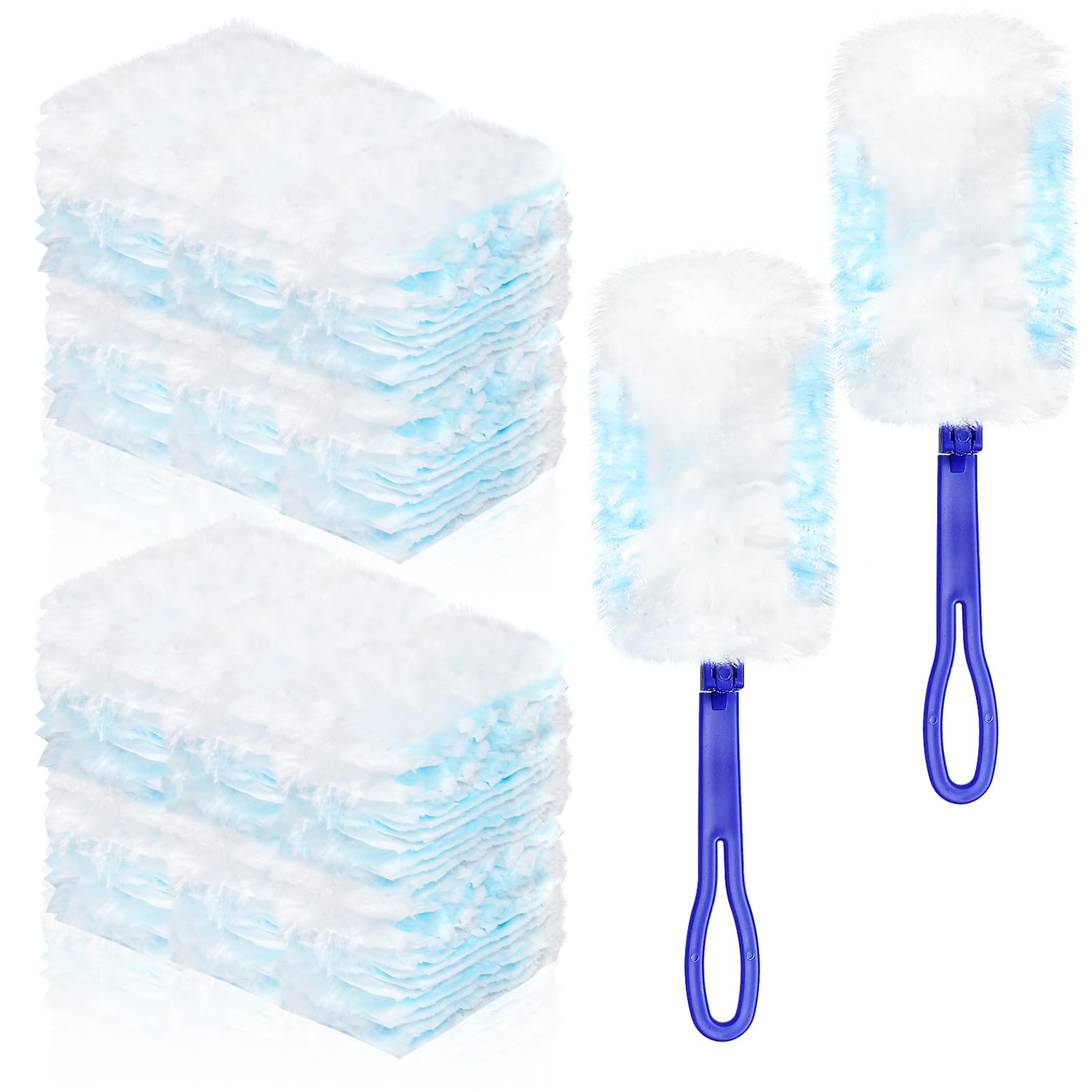 60 recambios de plumero electrostático esponjoso para limpieza, repuestos desechables a granel con 2 asas para persianas de oficina en casa, ventiladores de techo, muebles, polvo