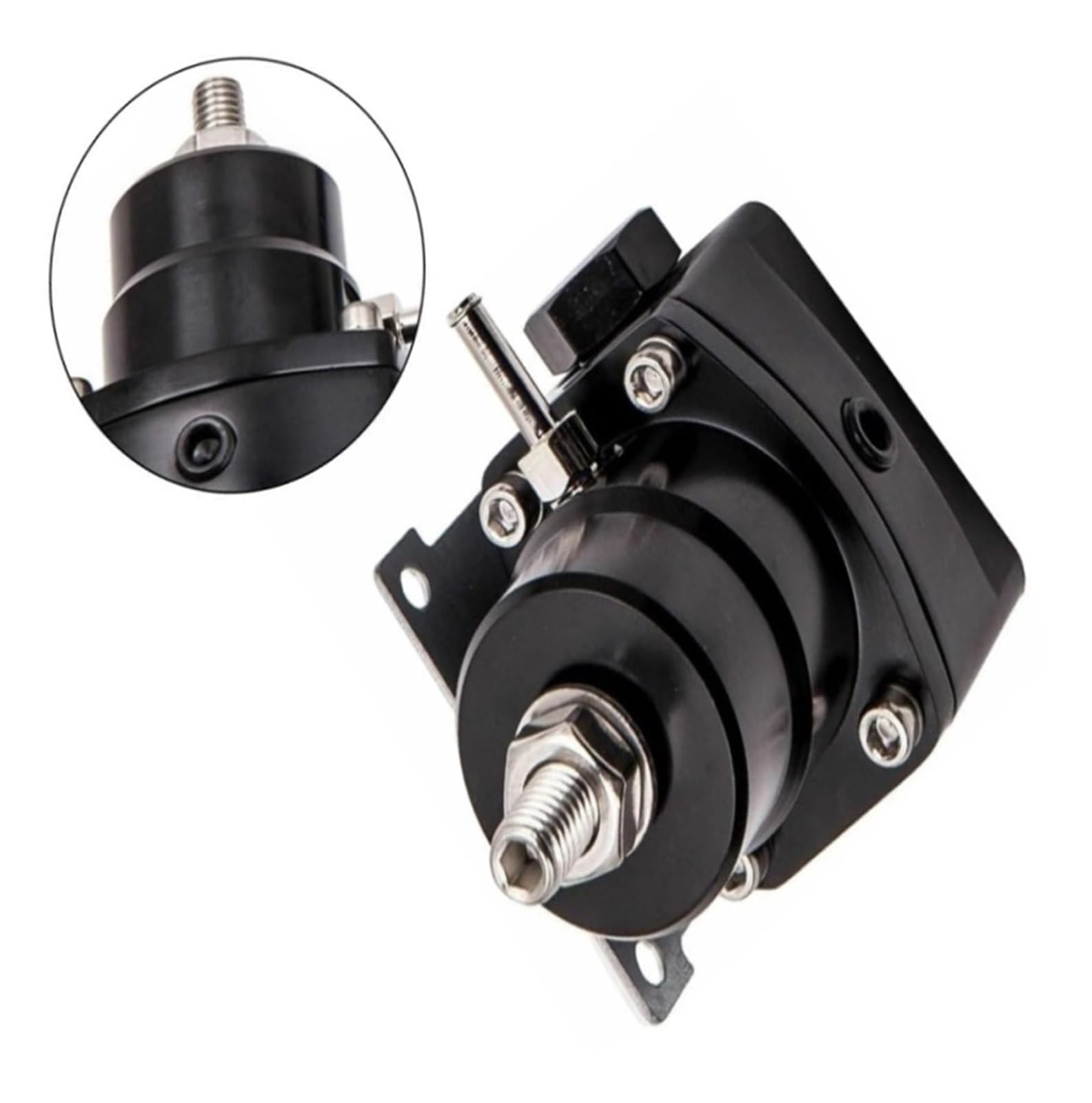 Einstellbarer Kraftstoffdruckregler aus Aluminium 0-100 psi mit Manometer, AN6-Anschlüssen und Edelstahlleitung for EFI-Motortuning for Straßen- oder Schienenfahrzeuge(Blue+Red)