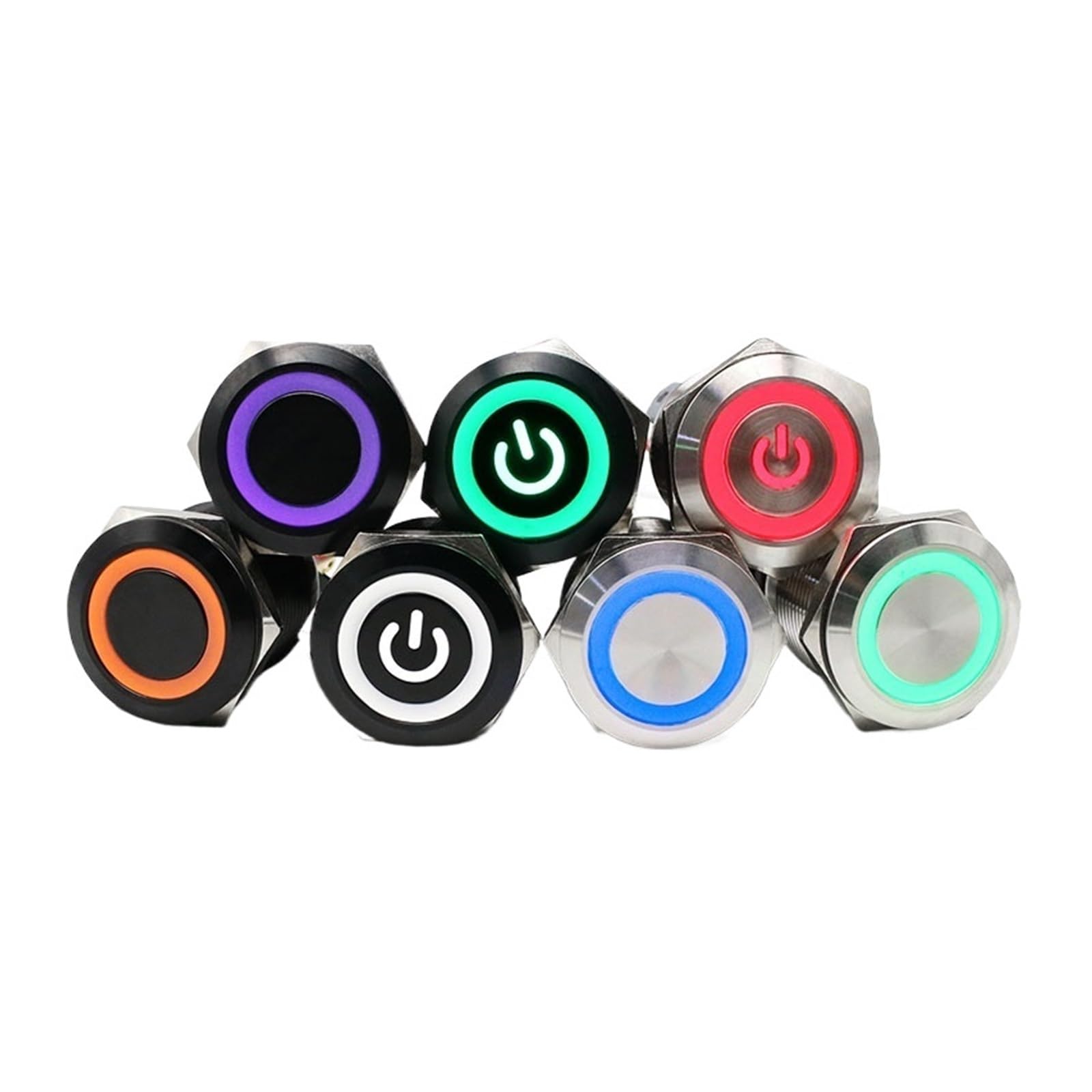 Interrupteur lumière LED bouton métallique étanche 22mm à verrouillage bleu 3-6V pour auto et PC