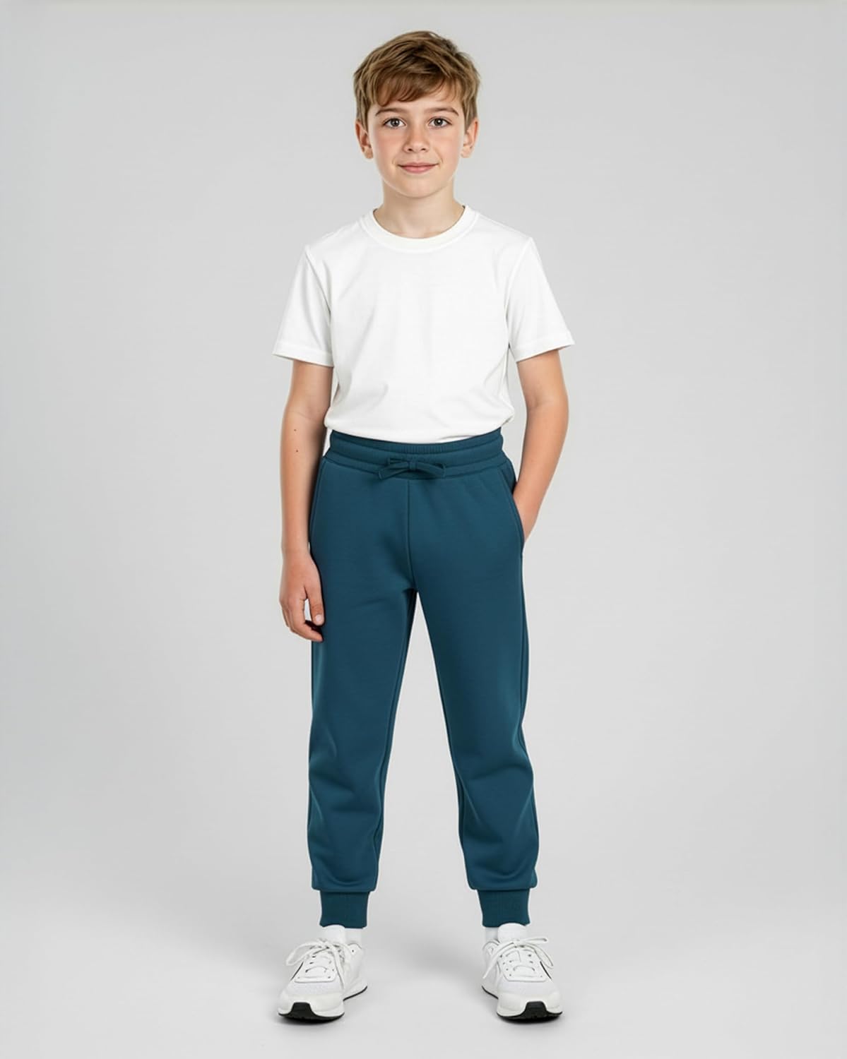 Real Essentials 3 Pack: Boys' Cotton Fleece Jogger Sweatpants - Active Athletic Youth Pants for Teens with Pockets