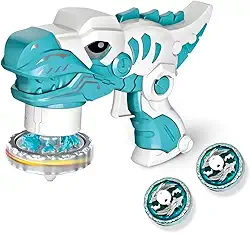 Kit Disco Dinossauro - Voo De Águia - Lançador Avançado + 2 Piões De Batalha Alta Performance, Efeitos Visuais Ação Inspirada Em Animes! Á Partir De 6 Anos (Azul)