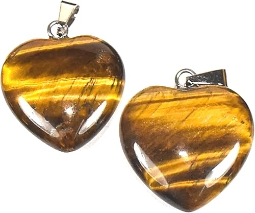2PCs oro amarillo ojo de tigre en forma de corazón colgantes wplata plateado ojal natural chatoyant piedras preciosas brillantes cristal mineral